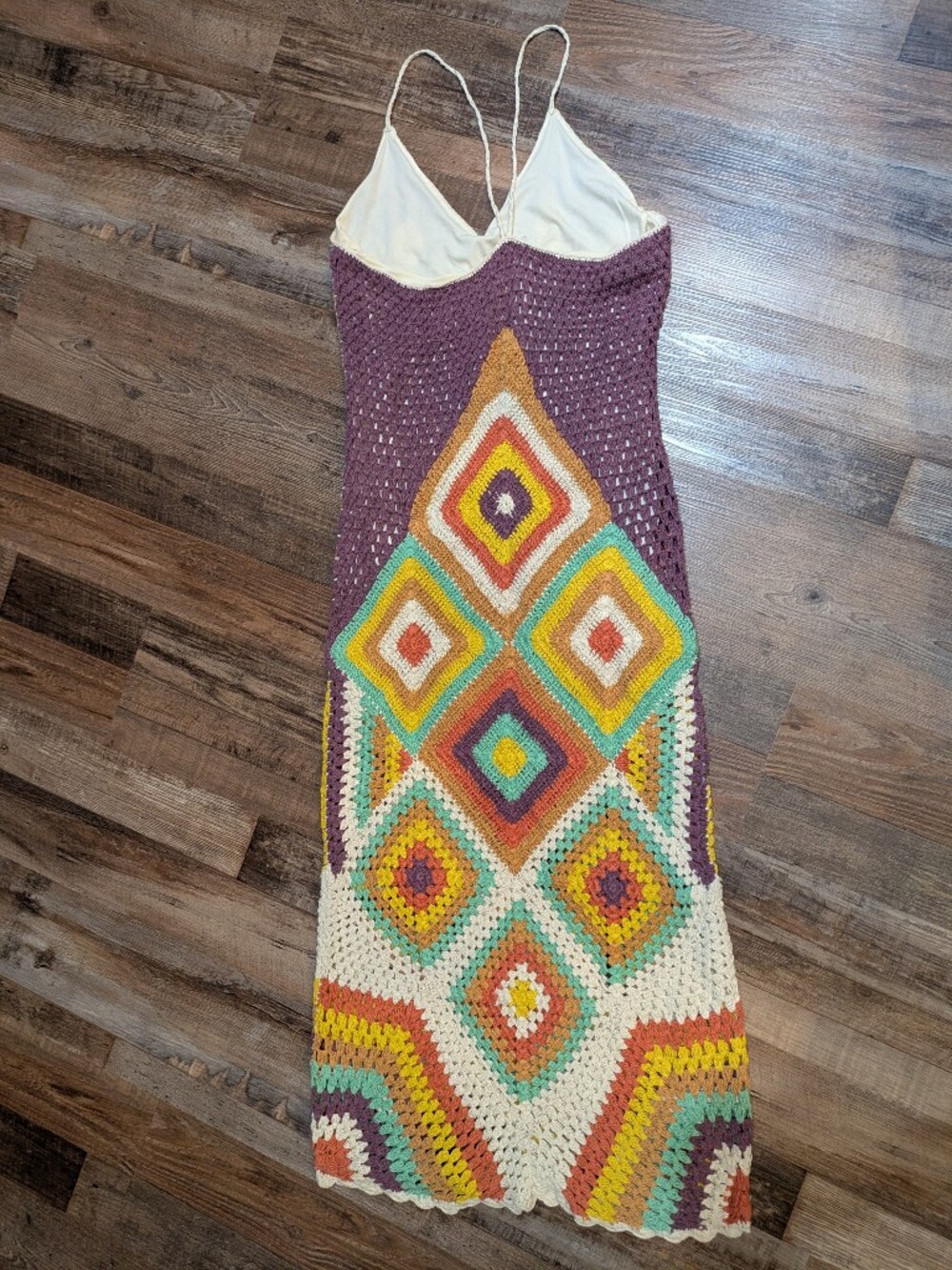 Zara Colorful Crochet Patchwork Midi Dress Boho Beach Sz M - Picture 3 of 16